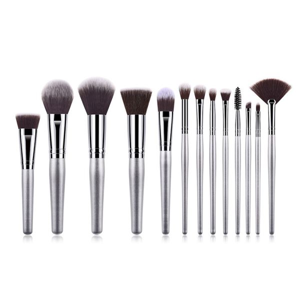 

13pcs sliver makeup brush set loose powder brush eyeshadow eyelash lip cosmetic kit