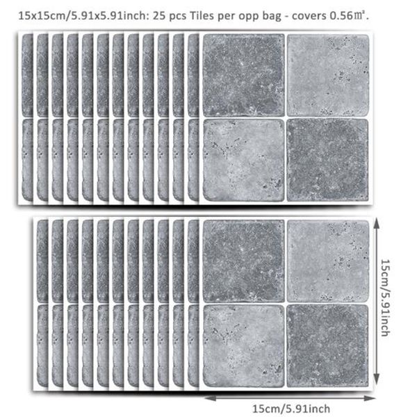 

25pcs mosaic bathroom tile wall stickers stick-on waterproof oilproof home decor tegel muurstickers