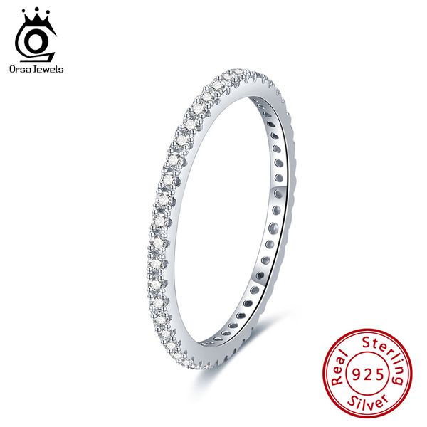 

cluster rings orsa jewels classical real 925 women wedding finger with full zircon paved jewelry engement party gift wholesale osr224, Golden;silver