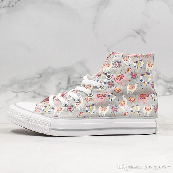 

классический 1970-е холст обувь повседневная обувь альпака llama партии новые женщины skateborad обувь мода pink 1970 high cut street sneake, Black