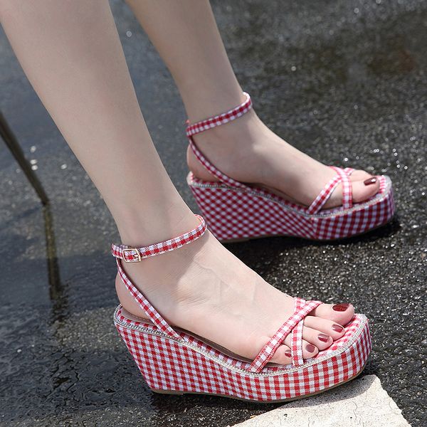 

sandals women wedges platform candy color ladies shoes ladies summer casual slip on strap cross cool girls new ljb165, Black