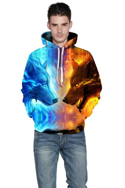 

anime men's tide hooded autumn loose couples venom europe and the united states 3d printing autumn and winter plus velve, Black