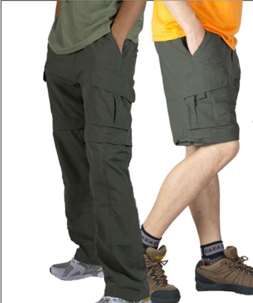 

2019 men fishing pants ultra light breathable quick-drying upf45 trousers multi pocket detachable pants outdoor hiking trousers, Black;green