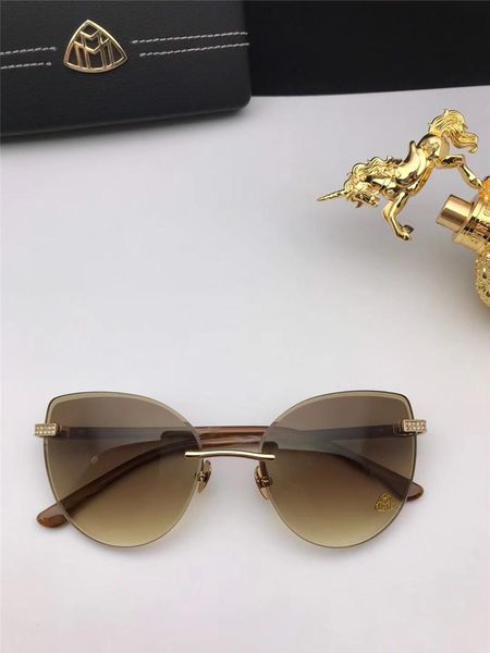 

designer square sunglasses 8100 gold light gray lens 57mm sun glasses luxury butterfly rimless sunglasses eyewear new with box, White;black