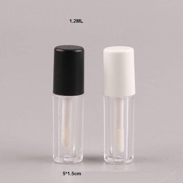 

1.2ml mini empty lip gloss containers bottle cosmetic container tube rubber sers for lip samples travel split black 1000 up