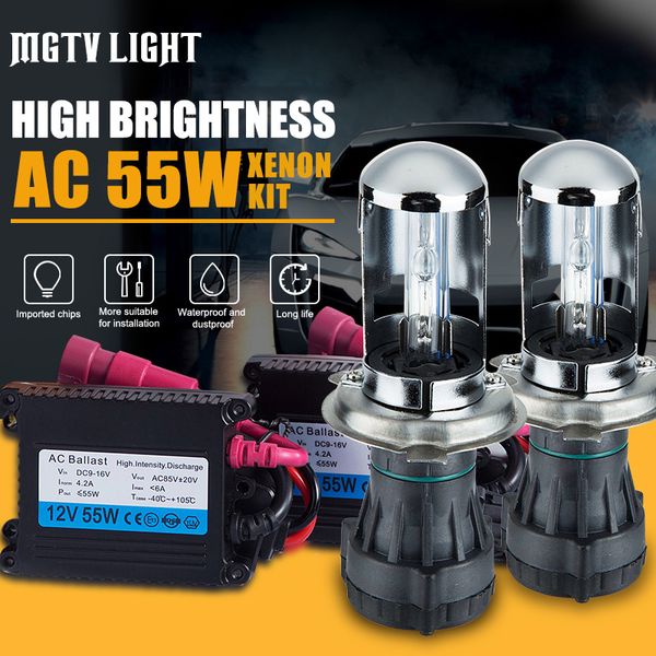 

mgtv light hid xenon bi-xenon hid kit ac 12v 55w h4 bi xenon lamp h4 hi/lo beam bulb 3000k 4300k 5000k 6000k 8000k car headlight