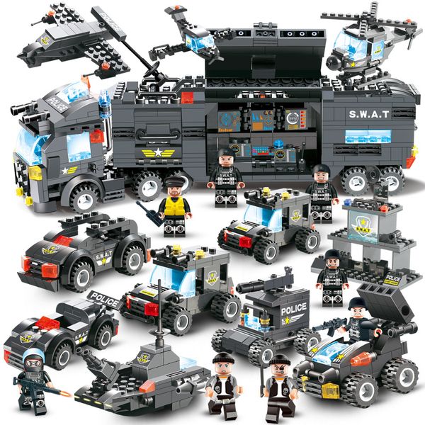 

647pcs 762pcs city police series swat 8 в 1 city police truck station Ѭоиелне блоки маленкие киѬпии игѬђ