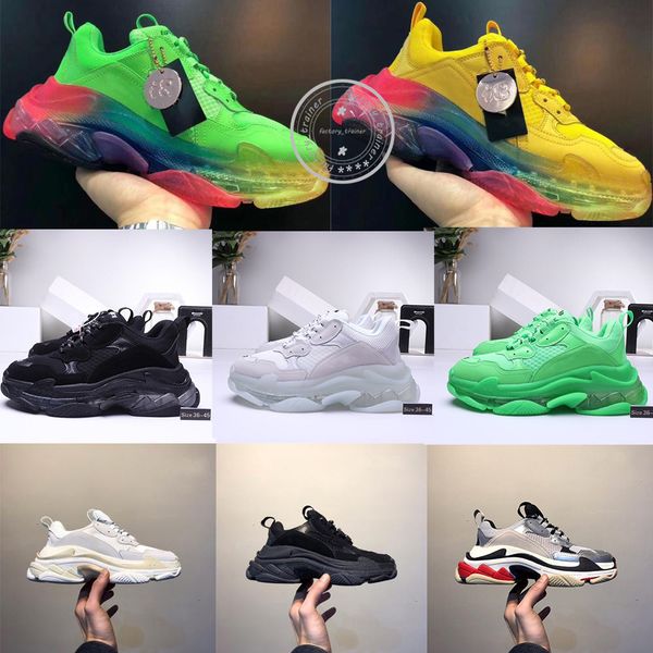 

17fw triple s 2020 paris dad luxury designer shoes golden vintage tripler casual platform for men's women sneakers trainers luxury boot, Black