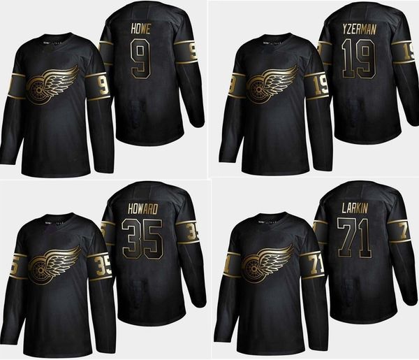 

2019 detroit red wings jersey golden edition 19 steve yzerman 13 pavel datsyuk 9 gordie howe customize any number any name hockey jerseys, Black;red