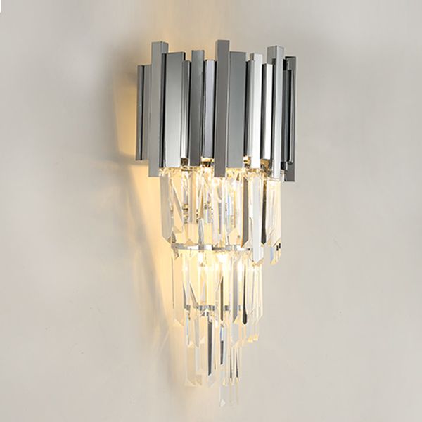 

luxury crystal sconce wall lights modern chrome wandlamp living room decoration crystal lighting wideth 31cm