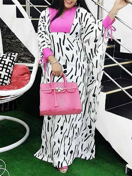 

long dresses plus size women summer dresses african women stripe maxi dress casual oversized batwing sleeve, Black;gray