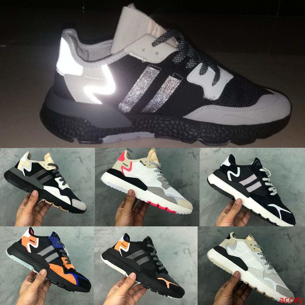 

2019 nite jogger men women sneakers running shoes core black carbon original black grey size 36-45