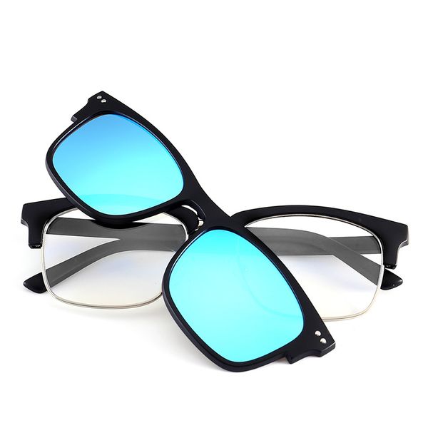 

multi-clips eyewear magnetic clip on sunglasses men women polarized tr90 square optical myopia eyeglass frame multicolor clip, White;black