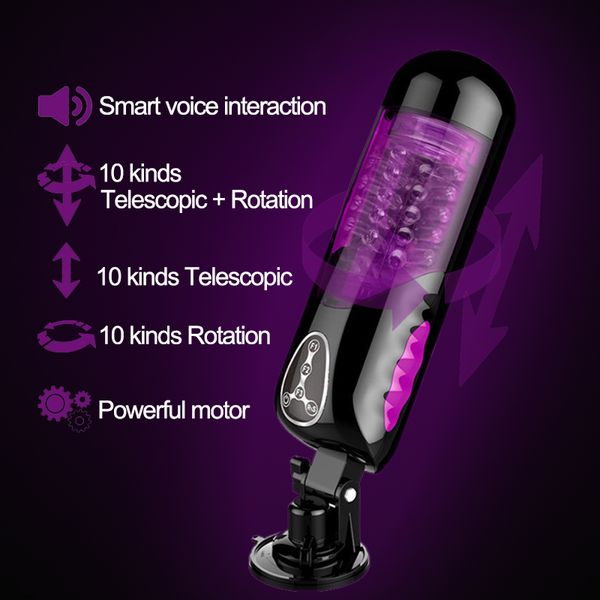 Neue Smart Voice Interaktive Männlicher Masturbator Rotation Teleskop Sex Maschine Hände Frei High Speed Kolben Fotze Sex Spielzeug für Männer