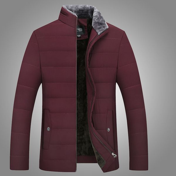 

winter middle-aged men plus velvet cotton-padded clothes men's extra-large 200 yards stand collar casual cotton-padded jacket lo, Black
