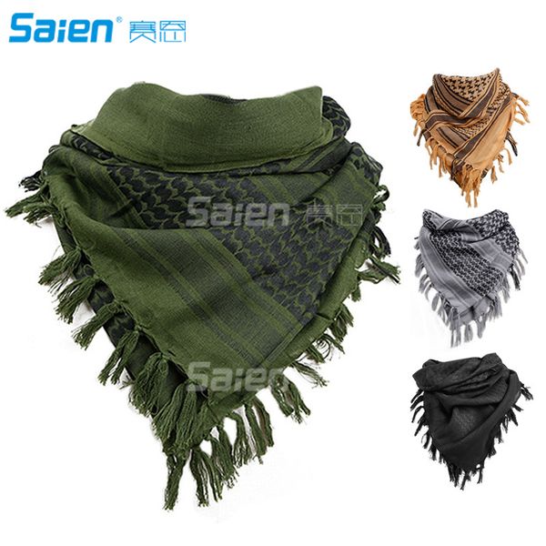 

100% cotton shemagh arab tactical desert keffiyeh thickened scarf wrap for women and men 43"x43, Black