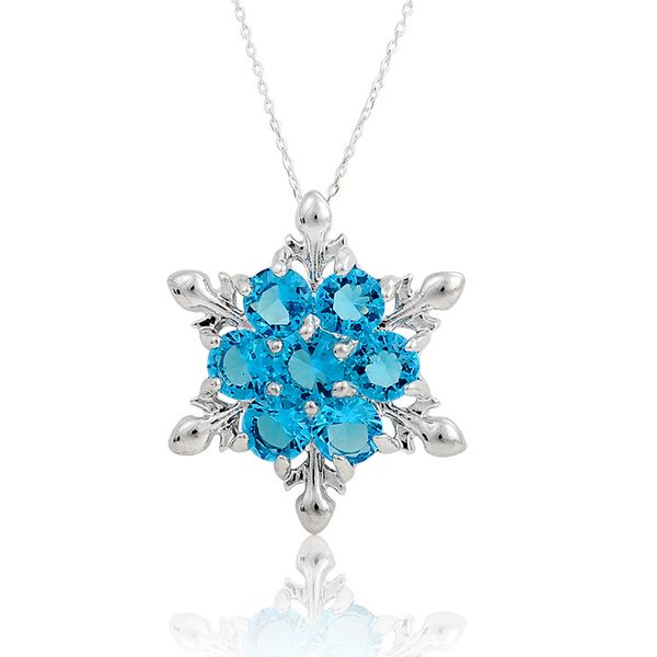 

selling frozen-inspired blue crystal snowflake christmas neckalce wholesales by dhl, Silver