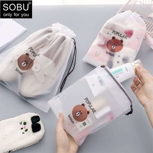 

3pcs bear transparent cosmetic bag travel makeup case women make up bath organizer storage pouch toiletry wash beaut kit h108