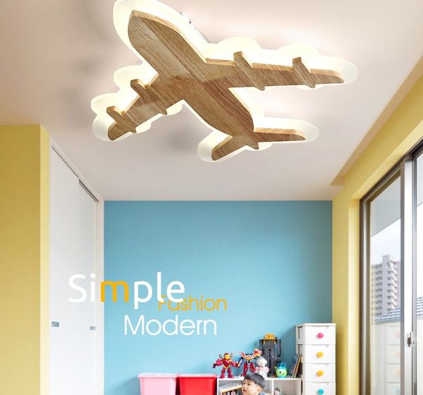 

children's roof suction lamp, log art bedroom lamp, boys and girls'room lamp, modern simple airplane lamp llfa