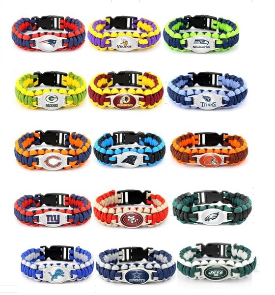 

fashion footbal fans team charm wrsitband multi-function outdoor cord paracord survival bracelet camping rescue emergency rope bracelets