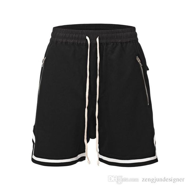 

mens loose designer fitness shorts summer ttrend hip hop belt casual half knee short, White;black
