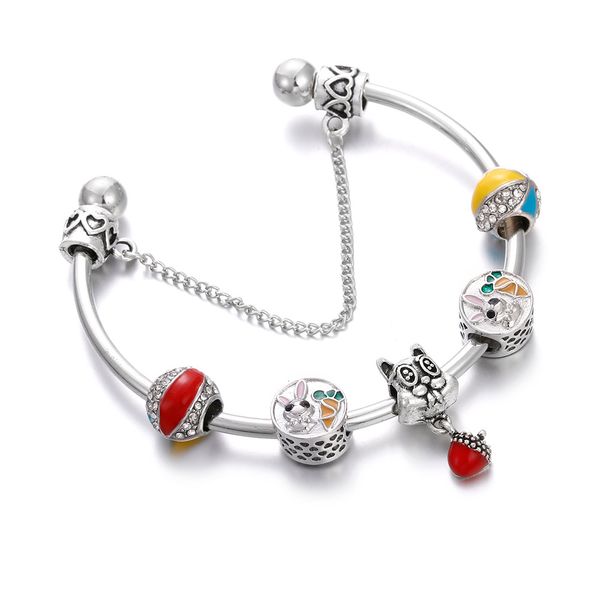 

charm silver bracelet & bangles seashell star squirrel fish rainbow open bangles women jewelry accessories femme gifts wedding, Black