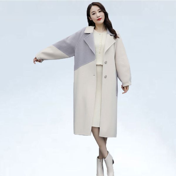 

wool coat female jacket autumn winter jacket women 2019 woolen coats plus size fur coat women windbreaker casaco feminino, Black