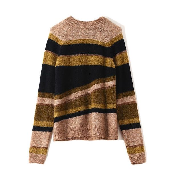 

2019 new women s pullovers striped long sleeve knitted female mohair loose sweater ladies fashion womens clothing, White;black