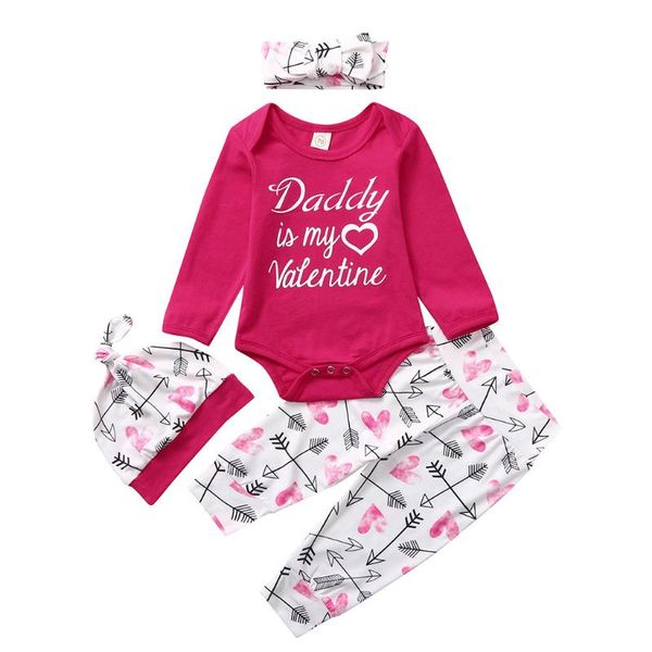 

день новорожденных новорожденных костюмов ребёнка валентин одежда письмо romper длинных рукава трико сердце pant set комбинезон infantil, White