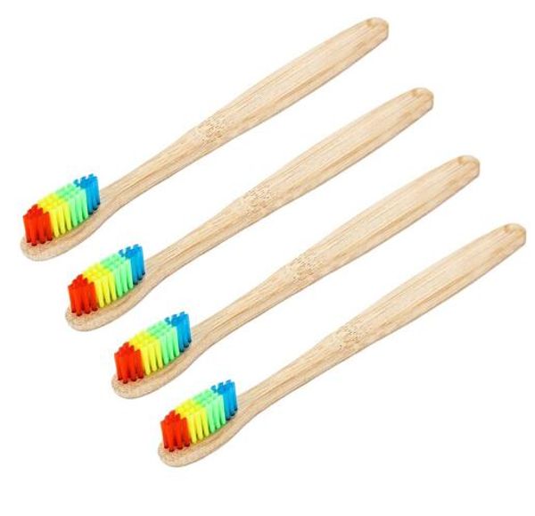 

moq 20pcs bamboo зубная щетка окружающей среды деревянные радуга bamboo зубная щетка oral care мягкая щетина щетки для отбеливания зубов