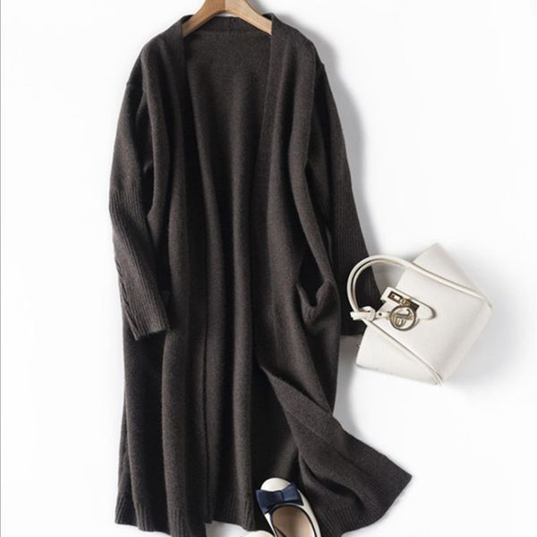 

women black cardigan women knitted long cardigans sweater elegant autumn winter warm coat sweaters asian size s