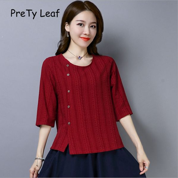 

2019 spring new chinese style wild five-point sleeve shirt, White