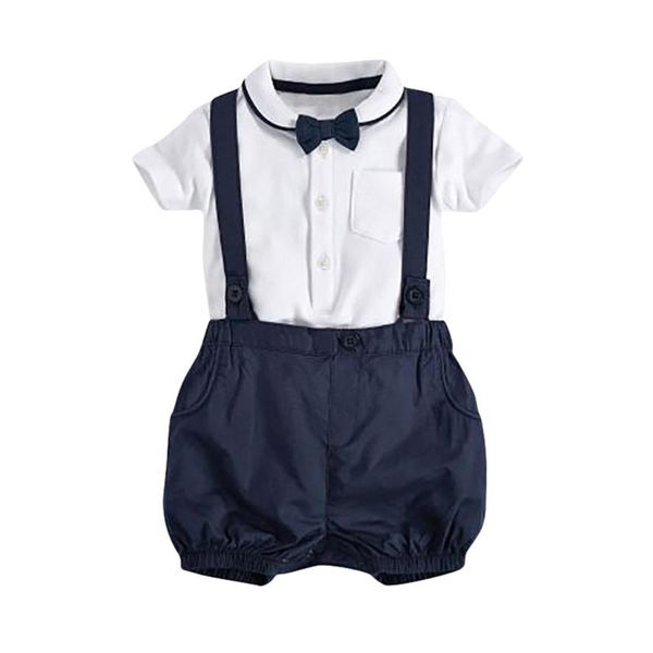 

clothing sets sagace toddler boy summer clothes infant baby gentleman bow tie t-shirt +solid shorts overalls outfits for born, White