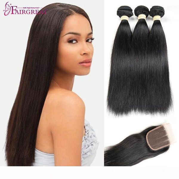 

peruvian straight virgin hair with closure 4 bundles straight hair with frontal straight peruvian virgin hair with closure, Black