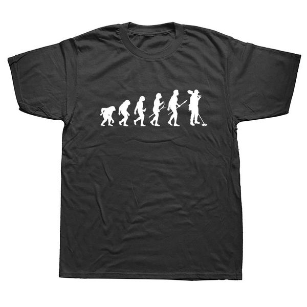 

i'd rather be metal detect detector funny t-shirts men casual fashion short sleeve men's evolution detecting t shirt, White;black