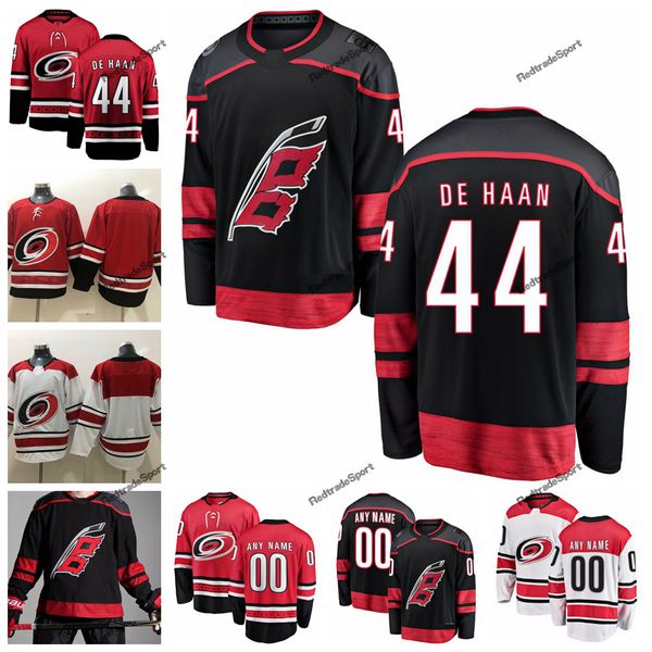 

2019 mens carolina hurricanes de haan hockey jerseys new black #44 de haan stitched jerseys customize name, Black;red