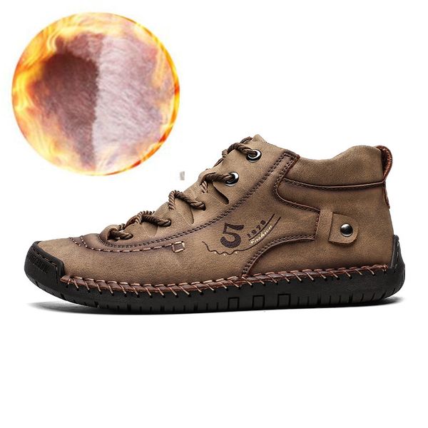

winter men boots with fur snow boots lace up waterproof footwear male casual men shoes outdoor fashion new big size 48, Black