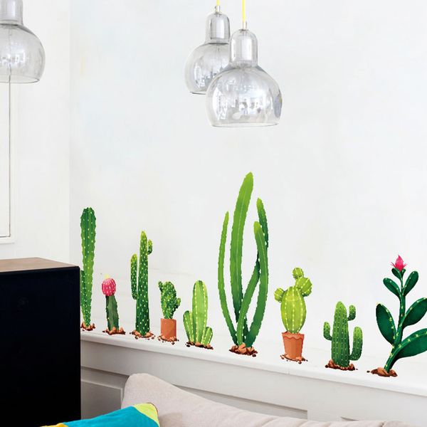 

diy self adhesive kitchen eco-friendly wall sticker home decor window baby bedroom cactus pattern bonsai living room removable