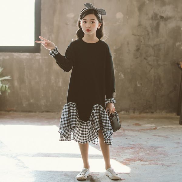

new arrival 2020 spring girls dresses fashion baby girls plaid dresses personality patchwork kids loose for, Red;yellow
