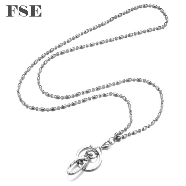 

wholesale multi styles office id holder working lanyard necklace badge id card key holder neck key chains charms necklace jewelry 046a, Silver