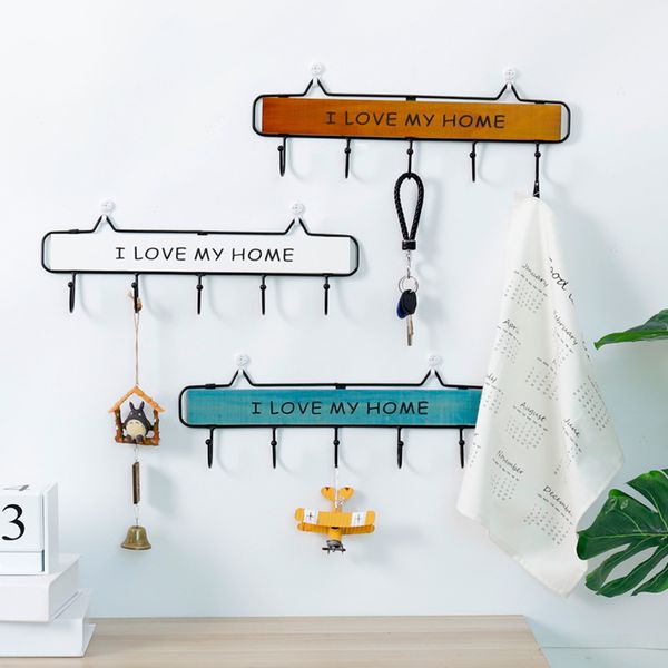 

northern european-style decorative creative porch key hook fitting room door hanging vintage wooden wall hanger coat hook