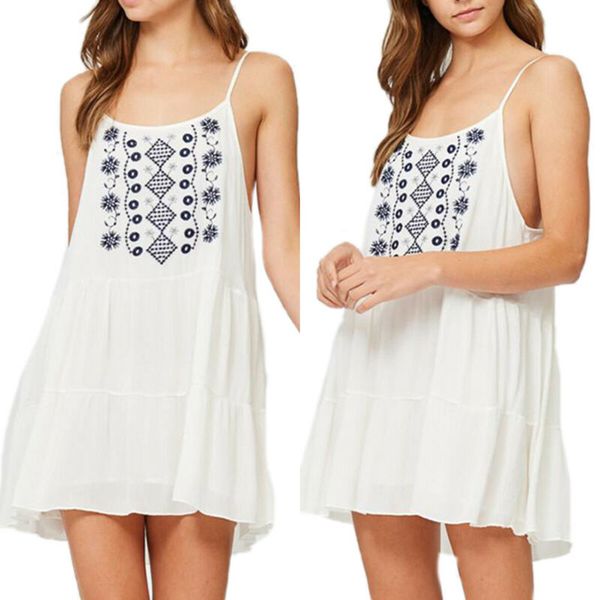

boho ethnic women's backless sleeveless mini dress summer beach casual dresses, Black;gray