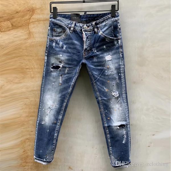 

2019 mens jeans slim fit ripped jeans men hi-street mens distressed denim joggers jeans de designer pour hommes, Blue