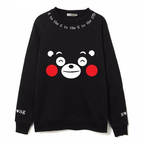 

fashion kpop bangtan boys fans clothing cartoon kumamoto bear printed fleece sweatshirts hoody harajuku kawaii hoodies funny, Black