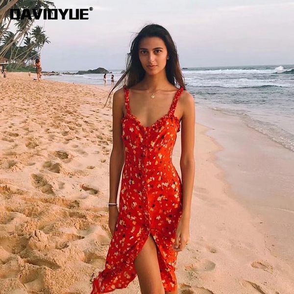 

summer ruffle backless dress women button white polka dot beach dress vintage floral red pencil dress vestidos, Black;pink