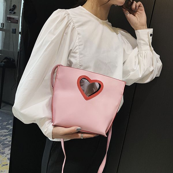 

2020 new ladies bag love hand bucket bag sweet lady shoulder diagonal female