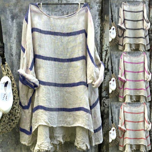 

vintage womens ladies casual long sleeve baggy cotton linen shirt blouse, White