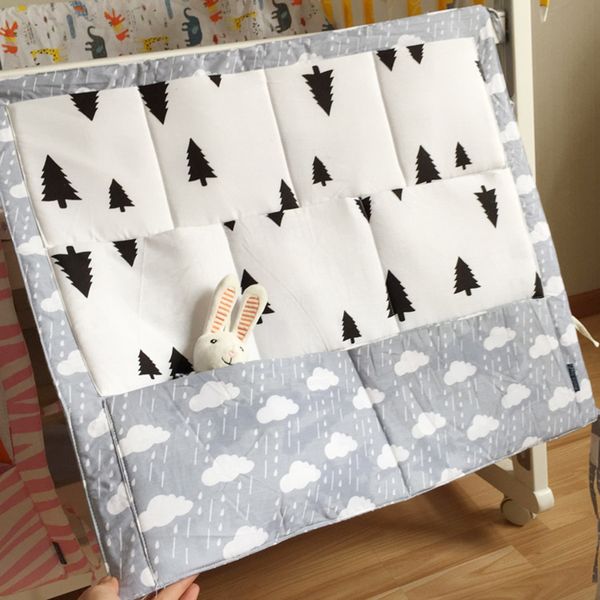 

baby cot bed hanging storage bag cotton crib organizer,toy diaper pocket for crib bedding set stroller accessories 52*58cm
