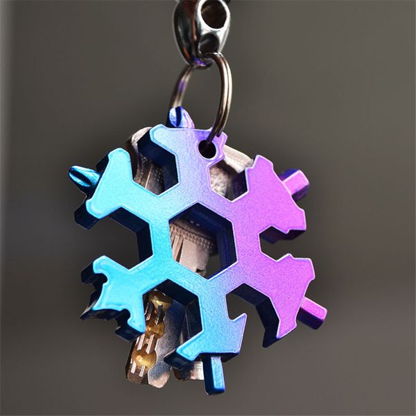 

18 in 1 snowflake outdoor survival tourism multi-function edc mini tool stainless steel camping equipment card keyring opener wrench