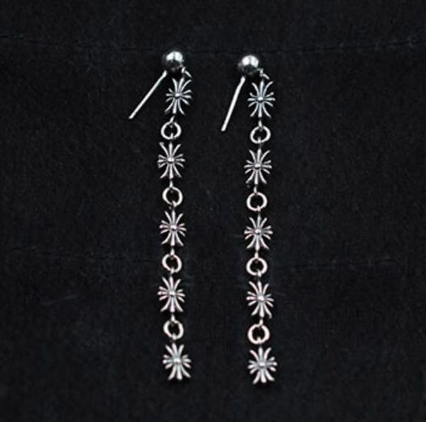 

925 sterling silver earrings with logo punk style mens and womens lovers gift hip hop cross luxury designer jewelry 007